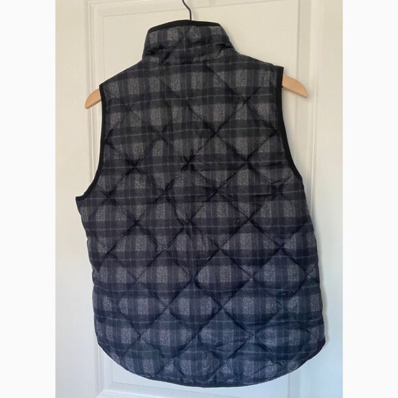 J.Crew Quilted Puffer Vest Gray Black Plaid Medium - Picture 5 of 5